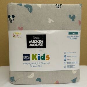 DISNEY MICKEY Rainbows 3pc Twin Heavyweight Deep Fit Flannel Sheet Set - NEW